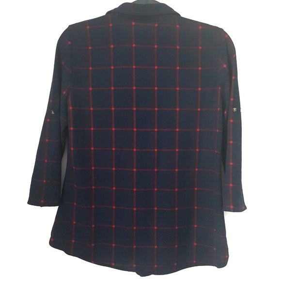 Eden & Olivia Dark Blue/Red Button Down Shirt, S - Picture 8 of 8